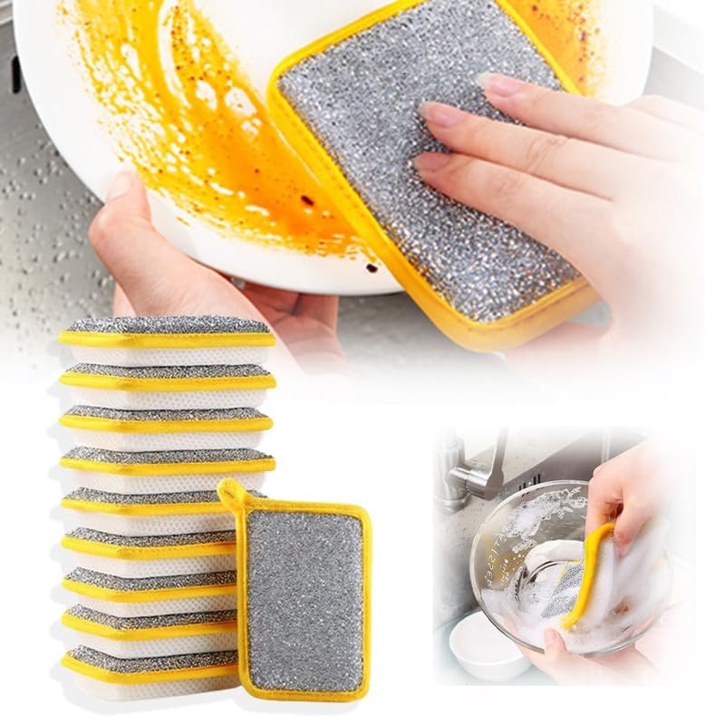 10PCS Multipurpose Dishwashing Rags, 2024 New Double Sided Sponge Kitchen Dishcloth, Multi-Purpose Absorbent Sponge Dishwashing Rags for Washing Dishes Cleaning Kitchen(3.54 * 5.31inch)