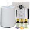Belle Aroma - Esprit de Fleur Essential Oil Diffuser Aromatherapy Bundle | Waterless & Heatless Oil Diffuser | Light Stone Finish | Includes: Lavender, Sweet Orange, Lemongrass Oils (3 Pack, 10ml) view 1