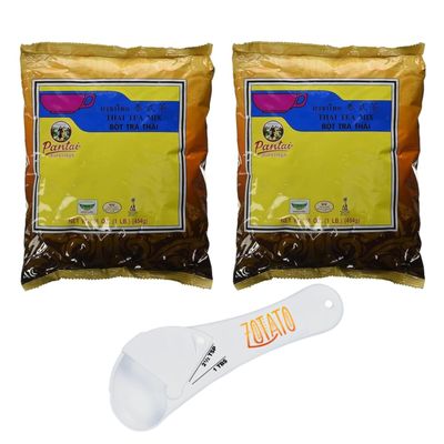 (2 Packs) Ultimate Thai Tea Kit - Traditional Thai Tea Mix with Measuring Spoon - Brew Authentic Iced or Hot Thai Tea at Home - 16 oz