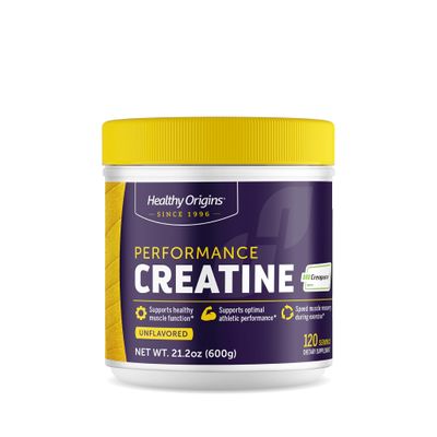 Healthy Origins Performance Creatine with Creapure, Unflavored Micronized Powder, Supports Muscle Function, Energy & Recovery, 21.2oz (600g), 120 Servings
