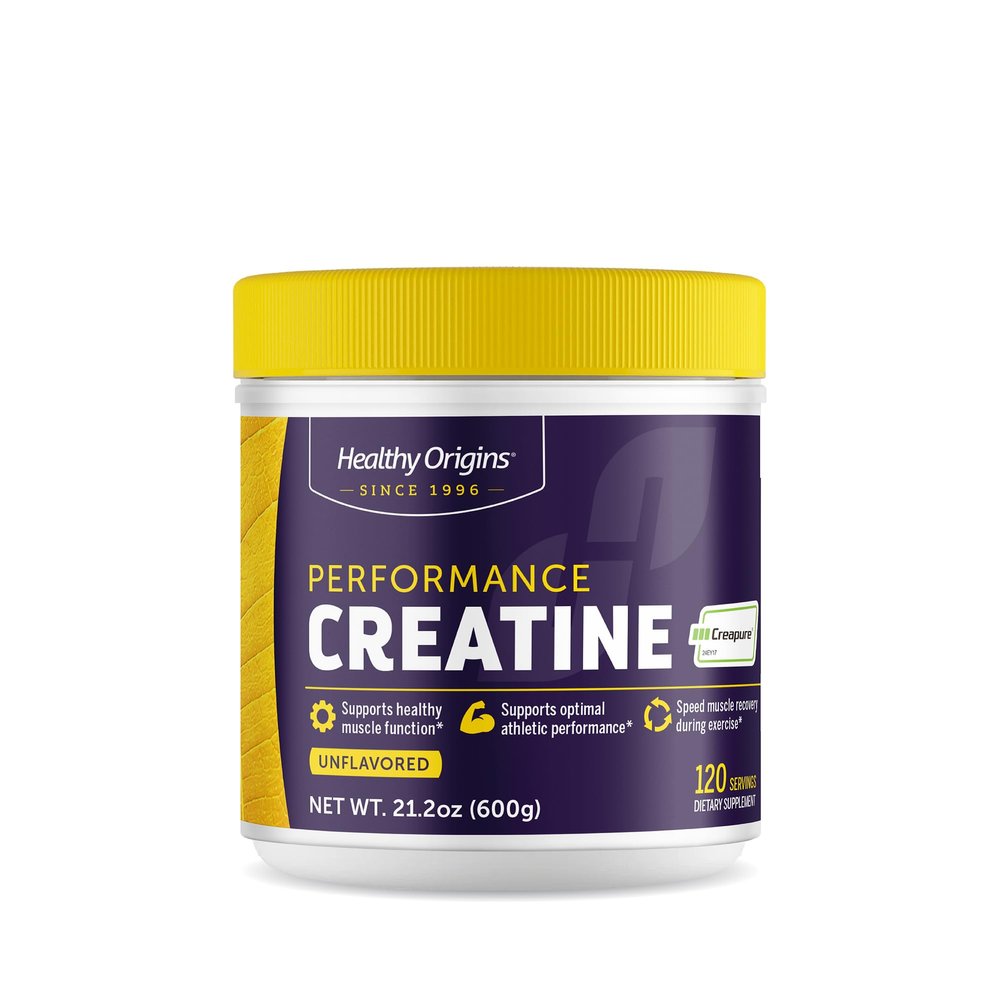 Healthy Origins Performance Creatine with Creapure, Unflavored Micronized Powder, Supports Muscle Function, Energy & Recovery, 21.2oz (600g), 120 Servings