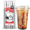 24 oz Clear Plastic Cups with Lids Disposable, 100 Count Togo Drinking Cup with Strawless Sip Lid for Smoothie, Cold Brew Iced Coffee, Lemonade, Ice Latte, Boba, Party Drinks, Bulk, 24 Ounce view 1
