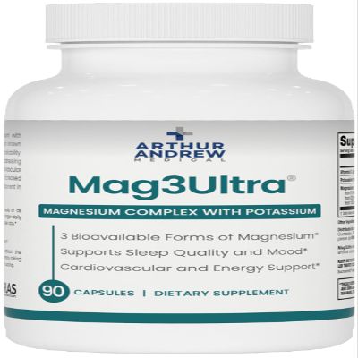 Arthur Andrew Medical, Mag3Ultra Triple Magnesium Supplement, Sucrosomial, Bisglycinate, Taurate for Muscle, Stress, Mood, Nerve, Bone & Heart Support, 90 Capsules