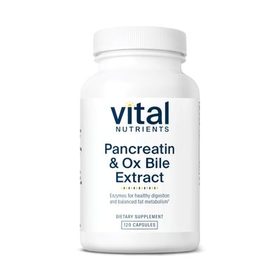 Vital Nutrients Pancreatin & Ox Bile Extract 500mg - Natural Digestive Enzymes for Women & Men - Supports Digestion of Protein, Fat, and Carbohydrates*- Gluten, Dairy & Soy Free - 120 Capsules