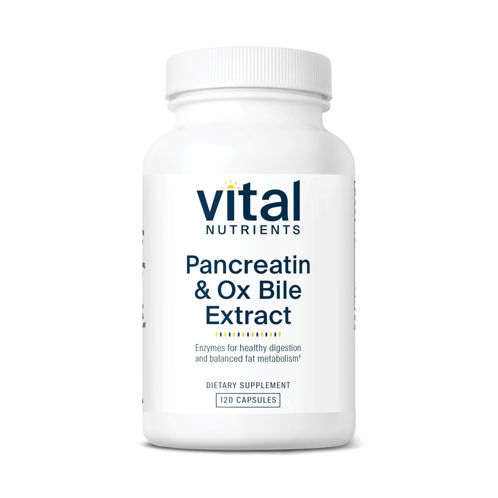 Vital Nutrients Pancreatin & Ox Bile Extract 500mg - Natural Digestive Enzymes for Women & Men - Supports Digestion of Protein, Fat, and Carbohydrates*- Gluten, Dairy & Soy Free - 120 Capsules