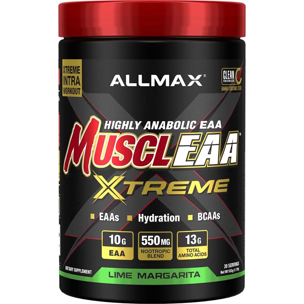 ALLMAX MUSCLEAA Xtreme, Lime Margarita - 532 g Powder - Provides EAAs, BCAAs & Hydration - Up to 30 Servings