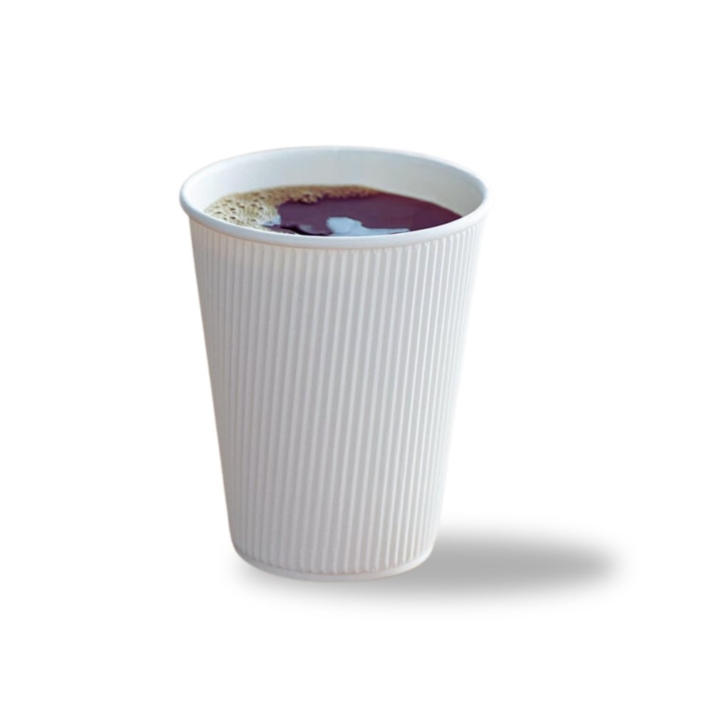 12oz Double Wall Ripple White Paper Coffee Cups- Pack of 25ct