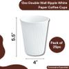 12oz Double Wall Ripple White Paper Coffee Cups- Pack of 25ct view 2