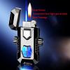 YAINWFVD Dual Flame Windproof Lighter, Refillable Butane Lighter, Metal Portable Lighter for Camping, Candle, Indoor, Gift(E) view 2