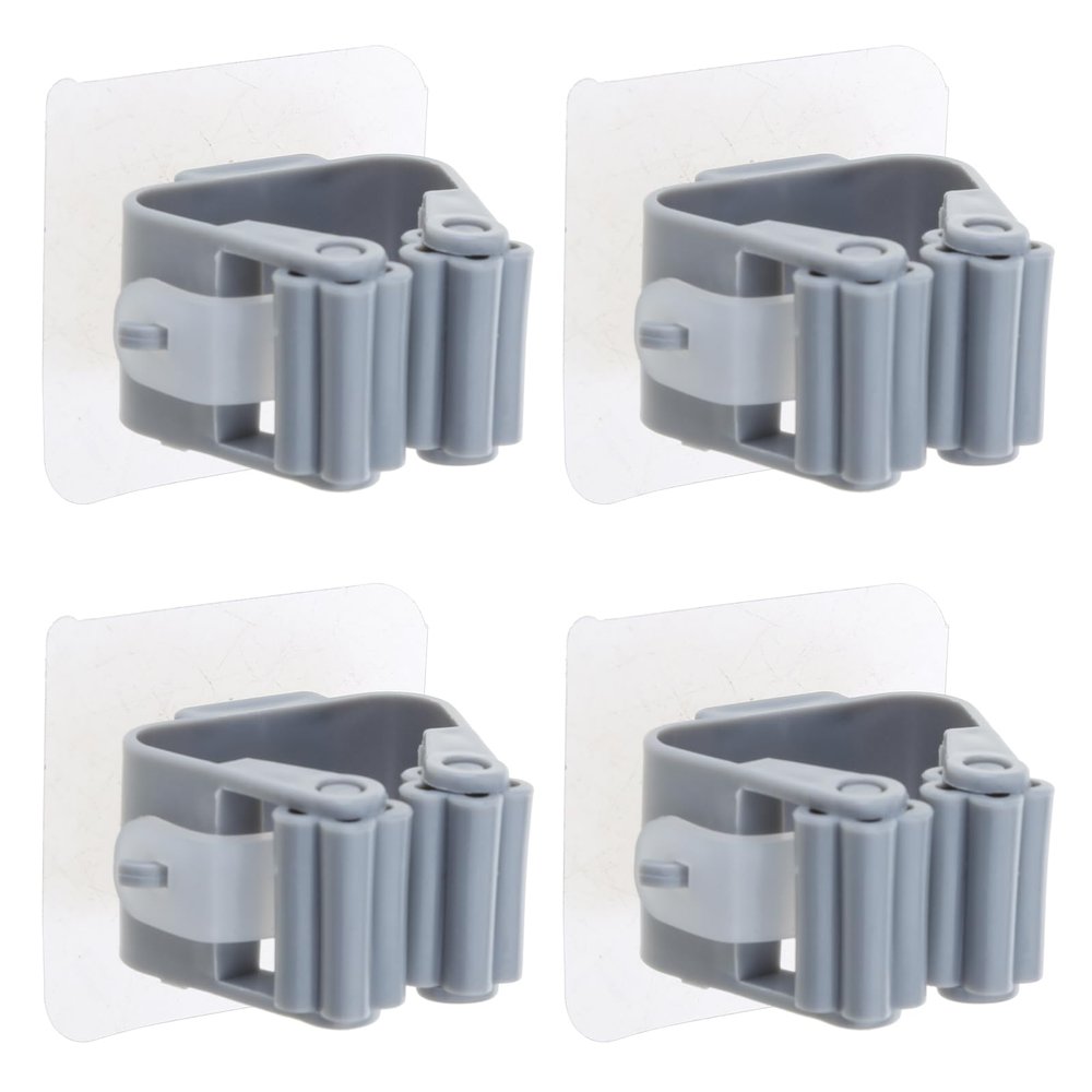4-Pack Mop And Broom Holder Wall Mount Broom Grippers Holds Self Adhesive No Drilling Broom And Dustpan Hanger