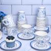 Whaline 80Pcs Blue White Floral Paper Tea Cups and Saucers Porcelain Chinoiserie Flower 9oz Disposable Teacups with Handle and Dessert Plates for Wedding Princess Baby Shower Birthday Spring Tea Party view 4