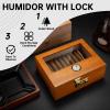 CIGARLOONG Cigar Humidor, Cedar Wood Humidor with Front Hygrometer and Humidifier, Glass Top and Combination Lock Desktop Cigar Box view 3