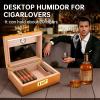 CIGARLOONG Cigar Humidor, Cedar Wood Humidor with Front Hygrometer and Humidifier, Glass Top and Combination Lock Desktop Cigar Box view 4