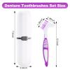 Affbei 12 Pcs Denture Brush Toothbrush Hard Denture Toothbrush Brush Cleaning Brush with 2 Pcs White Carrying Case for Denture Care (Green, Purple, Blue and Orange) view 2