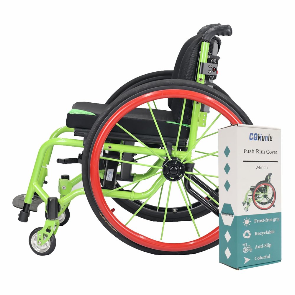 1pair Push Rim Covers, 24 inch Wheelchair Cover, Silicon Wheel Covers (Red)