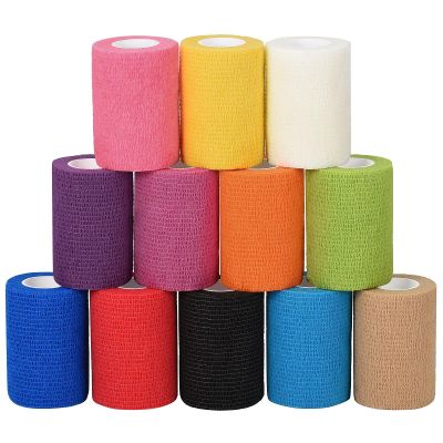 12 Pack Self Adhesive Bandage Wrap 3 inch X 5 Yards Elastic Self Adherent Cohesive Bandage for Ankle Wrist Sports Athletic Tape Pet Vet Wrap for Horses Dog First Aid Tape