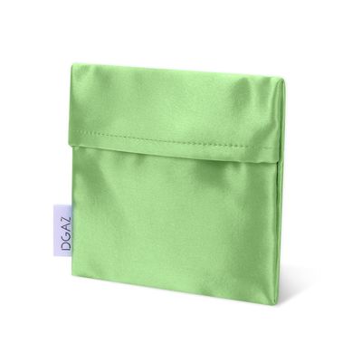 DGAZ Silk Sanitary Napkin Storage Bag, Period Bag for Teen Aged Girls, Portable Period Bag for Panty Liners/Menstrual Cup/Small TamponsMini Makeup Bag for Purse(Vert Criquet)