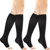 +MD 2 Pairs 20-30 mmHg Compression Socks for Women & Men, Knee High Open Toe Stockings, Graduated Support & Comfort Hose Black, 2X-Large view 1