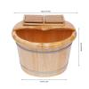 RABEEXP 9 Inch Deep Foot Basin Wooden Bucket Foot Bath Massage with Cover Plate and Massager, Solid Wood Handmade Wooden Foot Basin Set for Soaking Feet Spa Foot Care, Brown view 2