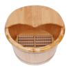 RABEEXP 9 Inch Deep Foot Basin Wooden Bucket Foot Bath Massage with Cover Plate and Massager, Solid Wood Handmade Wooden Foot Basin Set for Soaking Feet Spa Foot Care, Brown view 3