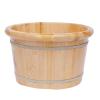 RABEEXP 9 Inch Deep Foot Basin Wooden Bucket Foot Bath Massage with Cover Plate and Massager, Solid Wood Handmade Wooden Foot Basin Set for Soaking Feet Spa Foot Care, Brown view 4