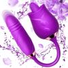 NineLife Basics Easy to Operate Rose Shape Toys Update Model 3 in 1 Rose Toy with Tongue Licking, Thrusting and Vibrating Adult Tools YB3+6 * 18, Roses-purple view 1