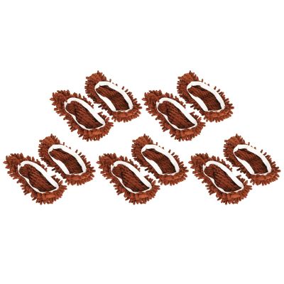 10Pcs Mop Slippers, Wearable Mop Pad, Mop Slippers Shoes Cover for Sweeping House Office Bathroom Kitchen (Brown)