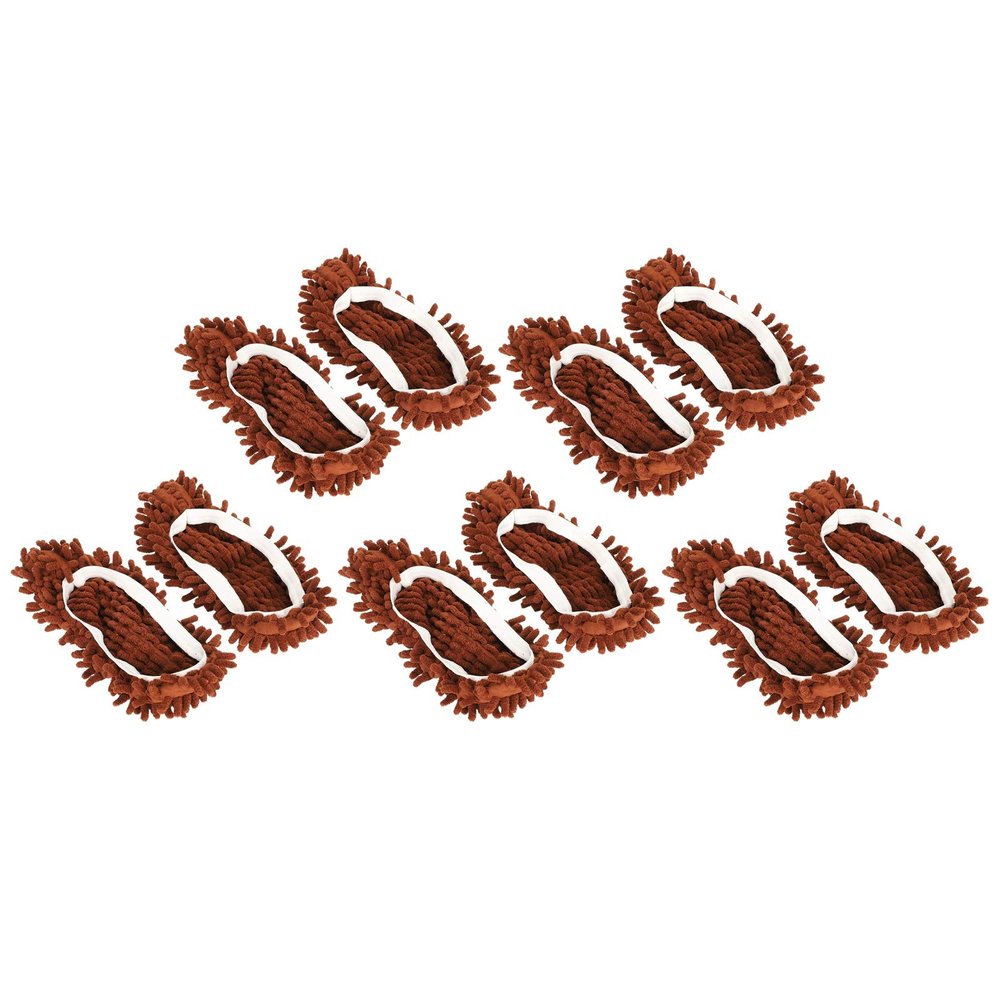 10Pcs Mop Slippers, Wearable Mop Pad, Mop Slippers Shoes Cover for Sweeping House Office Bathroom Kitchen (Brown)