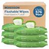 McKesson Flushable* Adult Wet Wipes  576 Wipes (6 Pack of 96)  Aloe & Vitamin E, Plant-Based Cleansing Wipes, Scented view 1