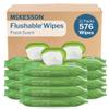 McKesson Flushable* Adult Wet Wipes  576 Wipes (12 Pack of 48)  Aloe & Vitamin E, Plant-Based Cleansing Wipes, Scented view 1