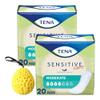 Sensitive Care Pads Moderate, 20 Regular Pads - Bladder Leakage Pads for Women | Bundled with Beyondeals Bath Sponge - Soft, Breathable, High Absorbent Incontinence Pads Cotton ~ [Pack of 2], White view 1