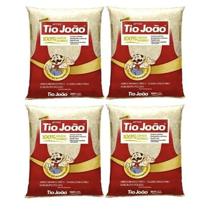 Arroz Branco Brasileiro Tio Joo 907g | Pack 4x907g | Brazilian White Rice Uncle John | Brazil in Texas Bundle