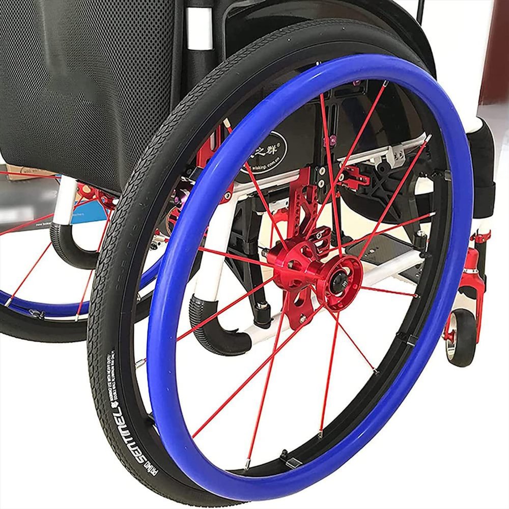 1 Pair 24-inch Rear Wheel Sports Wheelchair Non-Slip Wear-Resistant Silicone Hand Wheelchair Push Rim Covers,Hand Wheel Snare Pads,A,24 inch
