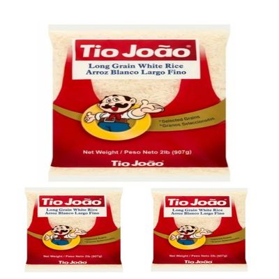 Arroz Branco Brasileiro Tio Joo 907g | Pack 3x907g | Brazilian White Rice Uncle John | Brazil in Texas Bundle