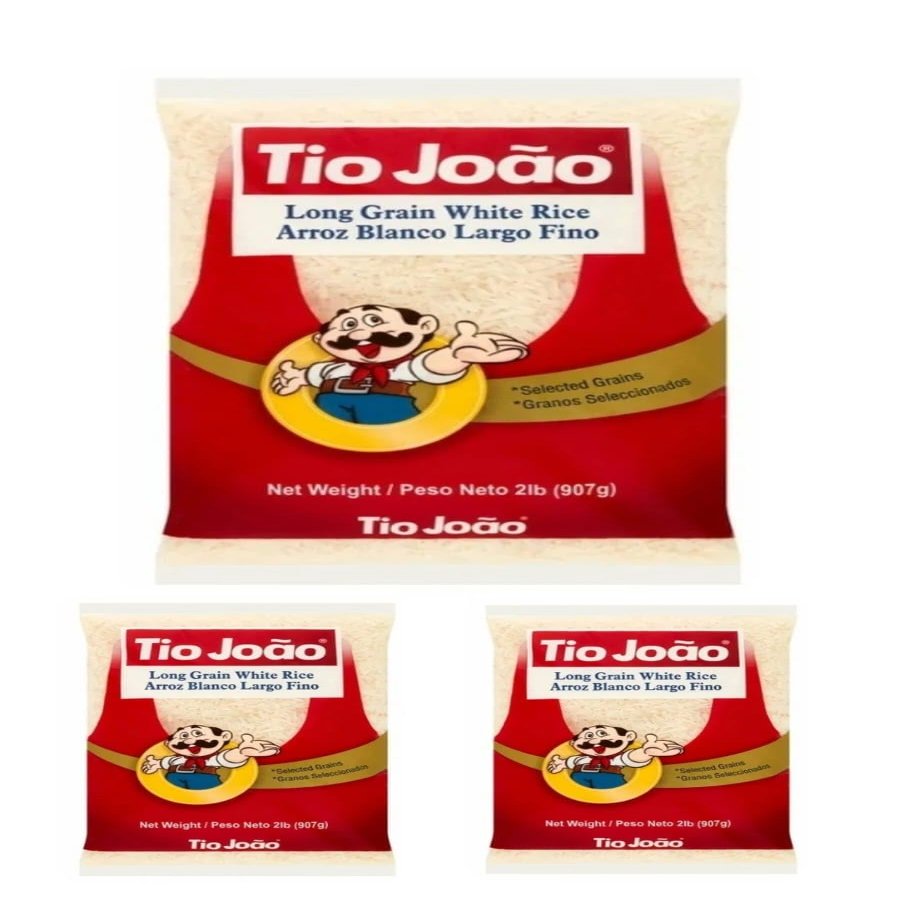 Arroz Branco Brasileiro Tio Joo 907g | Pack 3x907g | Brazilian White Rice Uncle John | Brazil in Texas Bundle