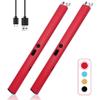 2 PCS Candle Lighter,Windproof Flameless Electric Lighter with LED Power Display Safety Switch, Upgraded Plasma USB Rechargeable Lighters for Birthday Camping BBQ Red view 1