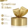 Sagaat Champagne Gold Ribbon 1-1/2 Inch 50 Yards, Solid Satin Ribbon for Flower Bouquet, Crafts, Gift Wrapping, Bridal Invitations, Hair, Festival and Party Decorations view 2