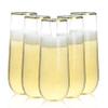 Bestluck 24 Pack 9 oz Stemless Plastic Champagne Flutes, Clear Disposable Champagne Glasses Gold Rim, Shatterproof and BPA-Free Drinkware for Party & Graduation & Wedding view 1
