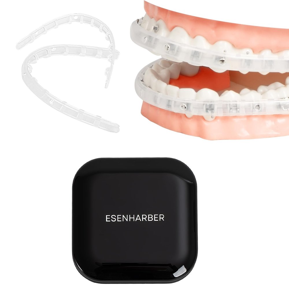 Comfort Cover for Braces, Lip Protector Mouth Guard Lip Cushion Teeth Shield Bumper for Brackets, Aligner, Dental Wax Alternative, Hard and Rigid Clip, in Portable Storage Case with Mirror