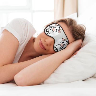 MyPiky Cartoon Milk Cow Print Soft Eye Mask for Sleep Mask Sleep Eye Mask for Women Men Sleeping Sleeping Travel, Black