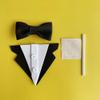 10 Sets Creative Suit Bow Cake Toppers Father's Day Theme Party EVA Cake Insert Topper Decorations for Dad Birthday Party Supplies, Black and White view 3