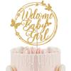 Welcome Baby Cake Topper, Baby Shower Cake Decorations - It's a Girl, Baby's 1st Birthday Party Decorations (Gold Glitter) view 1