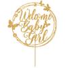 Welcome Baby Cake Topper, Baby Shower Cake Decorations - It's a Girl, Baby's 1st Birthday Party Decorations (Gold Glitter) view 2