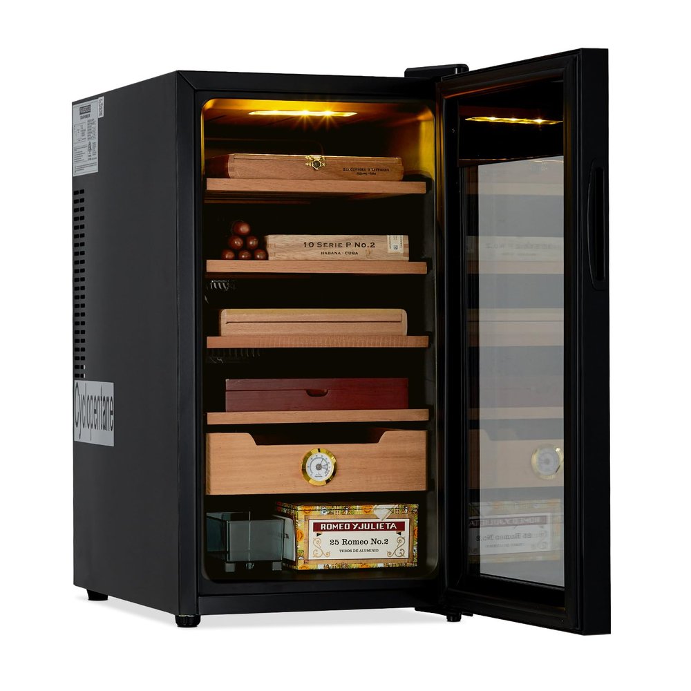 Cigar Humidor Cabinet 300 Count, 3 in 1 50L Electric Humidor with Hygrometer, Humidifier, Cooling Fan & Spanish Cedar Lining, Lights Control System, Desktop Multi Large Drawers, Gift for Cigar Lovers