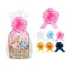 12 PCS Clear Cellophane Gift Bags 16x24 Inch Easter Cellophane Wrap with 12 Pull Bows for Baby Shower Easter Gift Baskets Birthday 2.5 Mil Thick view 1