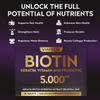 Biotin 5000Mcg - High Potency Biotin Supplement for Hair Growth - Hair Skin Nails Vitamins for Women - Supports Keratin Production and Tissue Regeneration - Vitamins and Supplements - 30 Capsules view 3