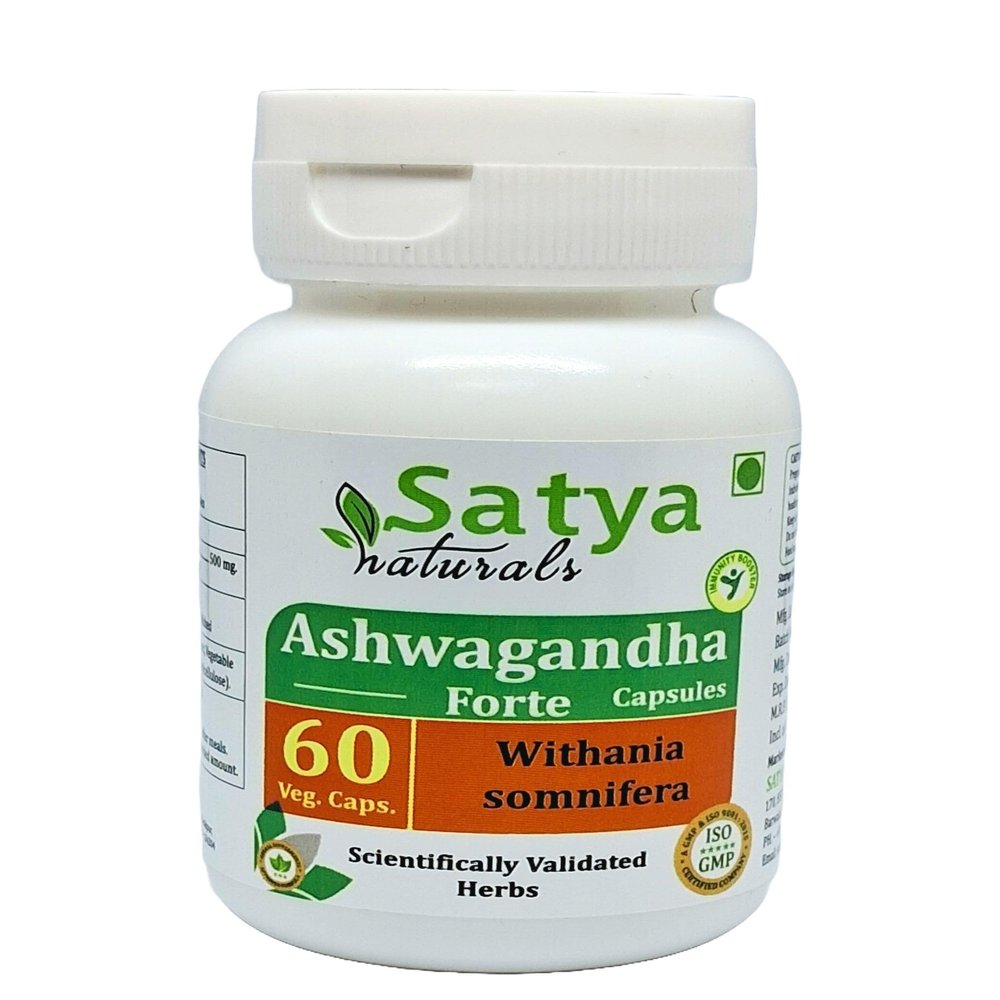 Ashwagandha Forte Capsules 500 mg. 60 Veg. Capsule | Ashwagandha (Withania Sominfera) Extract Capsules for Men and women | Ayurvedic Herbal Supplement/Remedies | 10:1 Forte (1 Bottle of 60 Capsules)