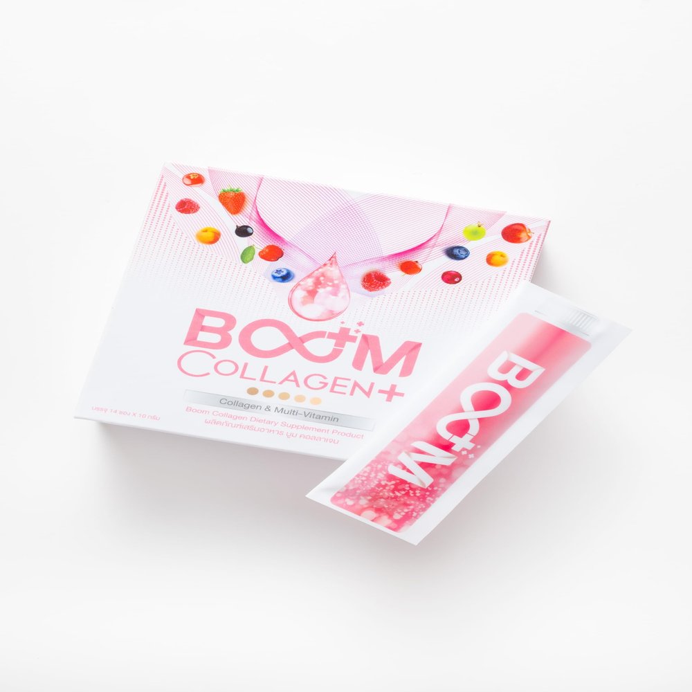 NineLife Basics BOOM COLLAGEN PLUS OVER 30 ANTIOXIDANTS- ANTI-AGING DRINK for BEAUTIFUL SKIN 14 SACHETS in BOX, Pink/White