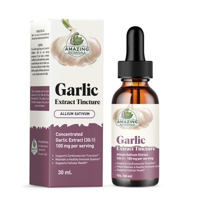 Amazing Botanicals Garlic Tincture  Allium Sativum Herbal Extract  High Potency Liquid Supplement  (1oz)