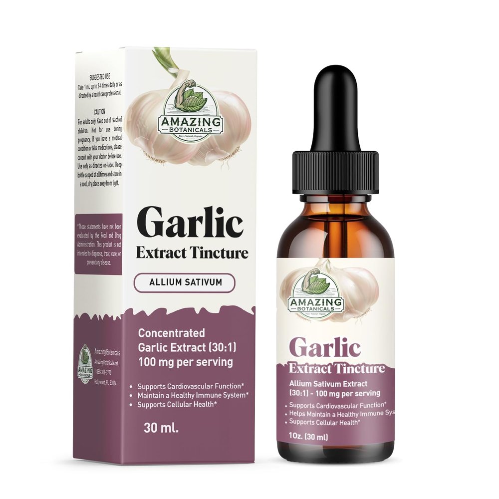 Amazing Botanicals Garlic Tincture  Allium Sativum Herbal Extract  High Potency Liquid Supplement  (1oz)